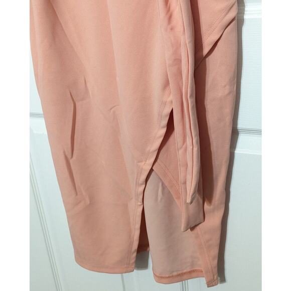 Womens Peach Belted Midi Dress Short Sleeve Office Cocktail Summer Party Dress S - Picture 9 of 14